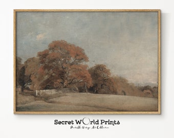 Vintage Herbst Landschaft Gemälde | Stimmungsvolle Herbstwand Kunst (Digitaler Download)