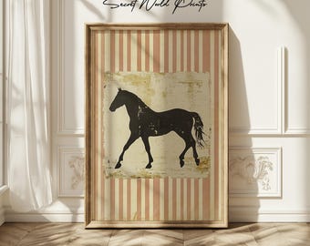 Vintage Horse Etching Print: Equestrian Farmhouse Wall Art (Digital Download)