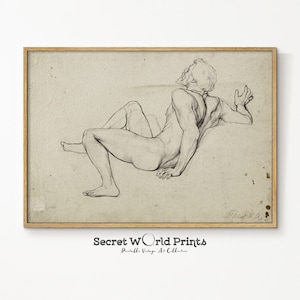 Vintage Figurative Sketch Print | Moody Drawing Wall Art | Body Sketch Art | Printable Portrait Digital Download