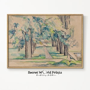 Colored Landscape Sketch Print | Vintage Tree Painting Wall Art | Farmhouse Drawing Art | Rustic Sketch Digital Download | DRW-9