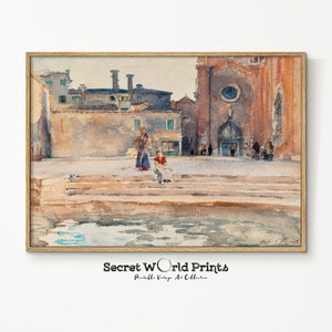 Campo dei Frari, Venice (1880) by  John Singer Sargent | Printable Wall Art | Digital Download | Vintage Painting | Watercolor Painting