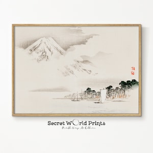 View of Mount Fuji by Kōno Bairei | Japanese Fuji Mountain Painting | Mountain Printable Wall Art | Japandi Mountain Print | Japanese Art