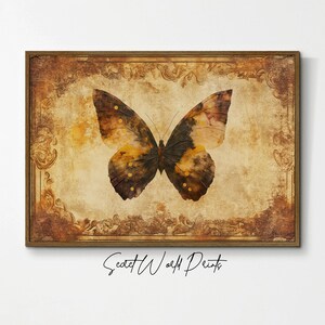 Antique Butterfly Wall Art, Vintage Farmhouse Print, Cottagecore Decor, Neutral Butterfly Art, Insect Printable, Moth Painting Digital,IN-17