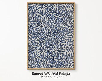William Morris Blue Textile Printable Digital Download | Vintage Pattern Print | Eclectic Wall art