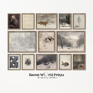 Winter Prints Gallery Wall Set | Vintage Winter Wall Art | Cottagecore Painting Digital Download | Farmhouse Decor | WT-C-4
