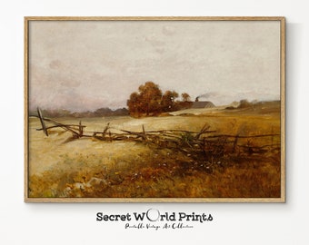 Pintura de paisaje otoñal vintage / Arte mural otoñal imprimible (descarga digital)