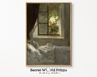 Vintage Woman Sleeping Oil Painting | Moody Portrait Art (Digital Download)