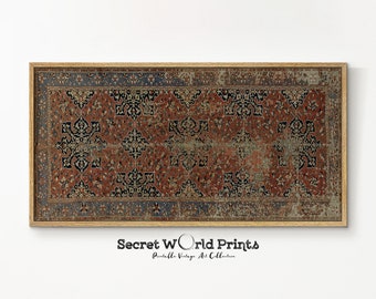 Antique Rug Panoramic Print | Vintage Textile Wall Art (Digital Download)
