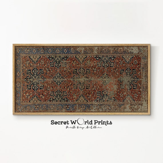 Antique Rug Panoramic Print | Vintage Textile Wall Art (Digital Download)