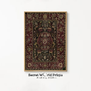 Old Persian Rug Textile Printable | Vintage Rug Pattern Wall Art | Antique Ragged Carpet Print | DIGITAL DOWNLOAD