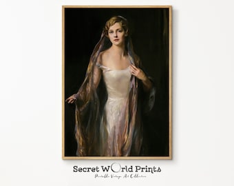 Victorian Woman Portrait Print | Antique Oil Painting (Digital Download)