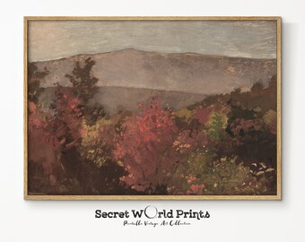 Vintage Autumn Landscape Print | Neutral Farmhouse Wall Art (Digital Download)