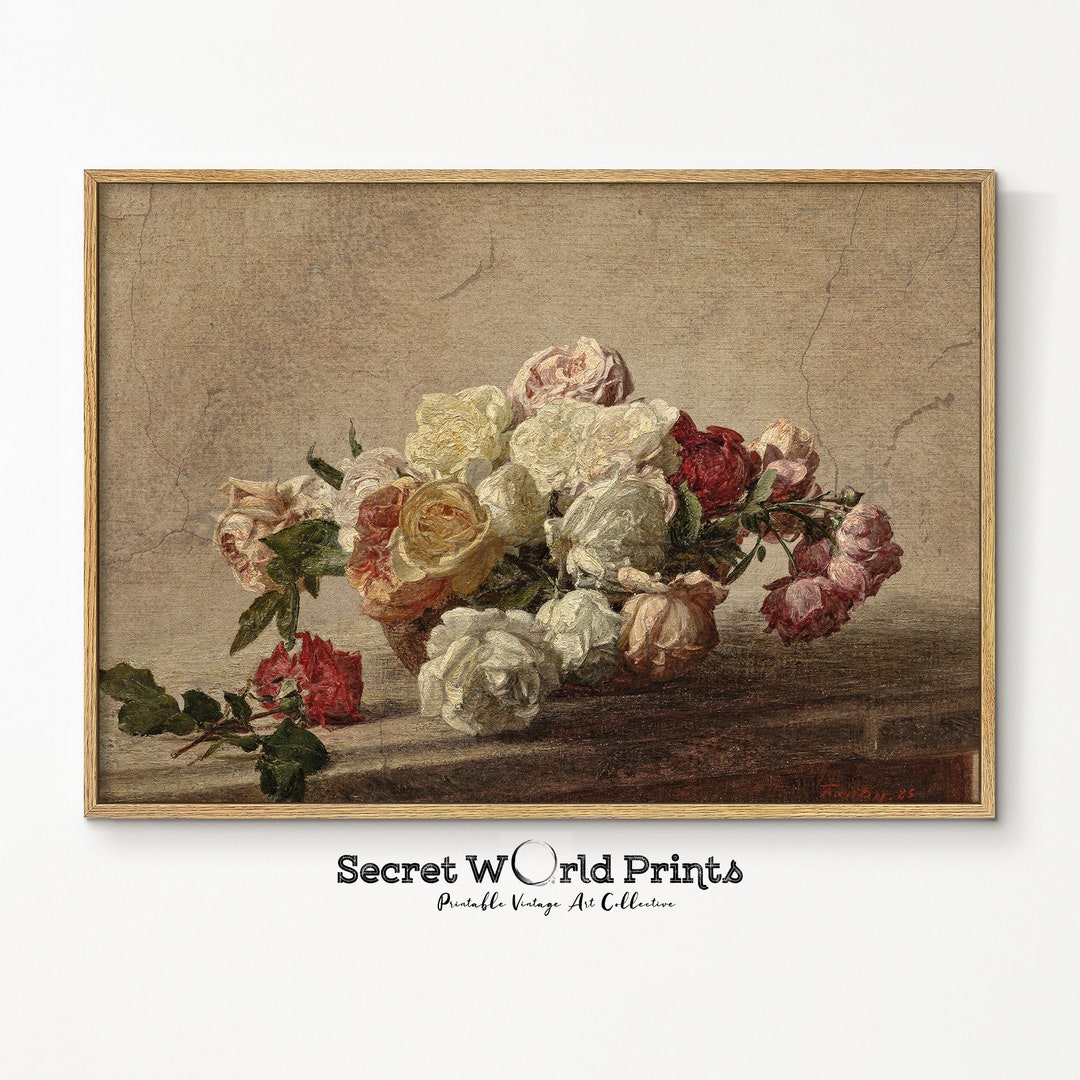 Vintage Roses Still Life Painting | Antique Floral Oil Art (digital ...