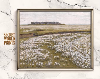 ヴィンテージの草原風景プリント：素朴なコテージコア風ウォールアート（デジタルダウンロード）