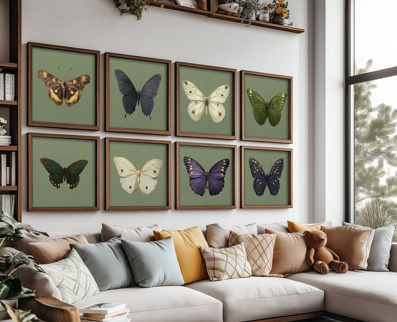 Vintage Butterfly Print Set: Antique Insect Gallery Wall Art (digital ...