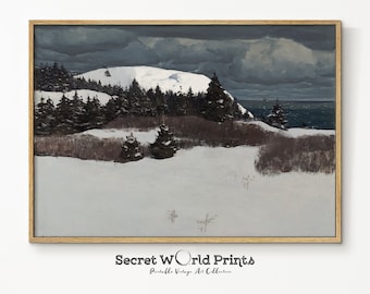 Winter Landscape Painting Prints | Winter Wall Art | Vintage Landscape Printable | Farmhouse Digital Download | WT-39