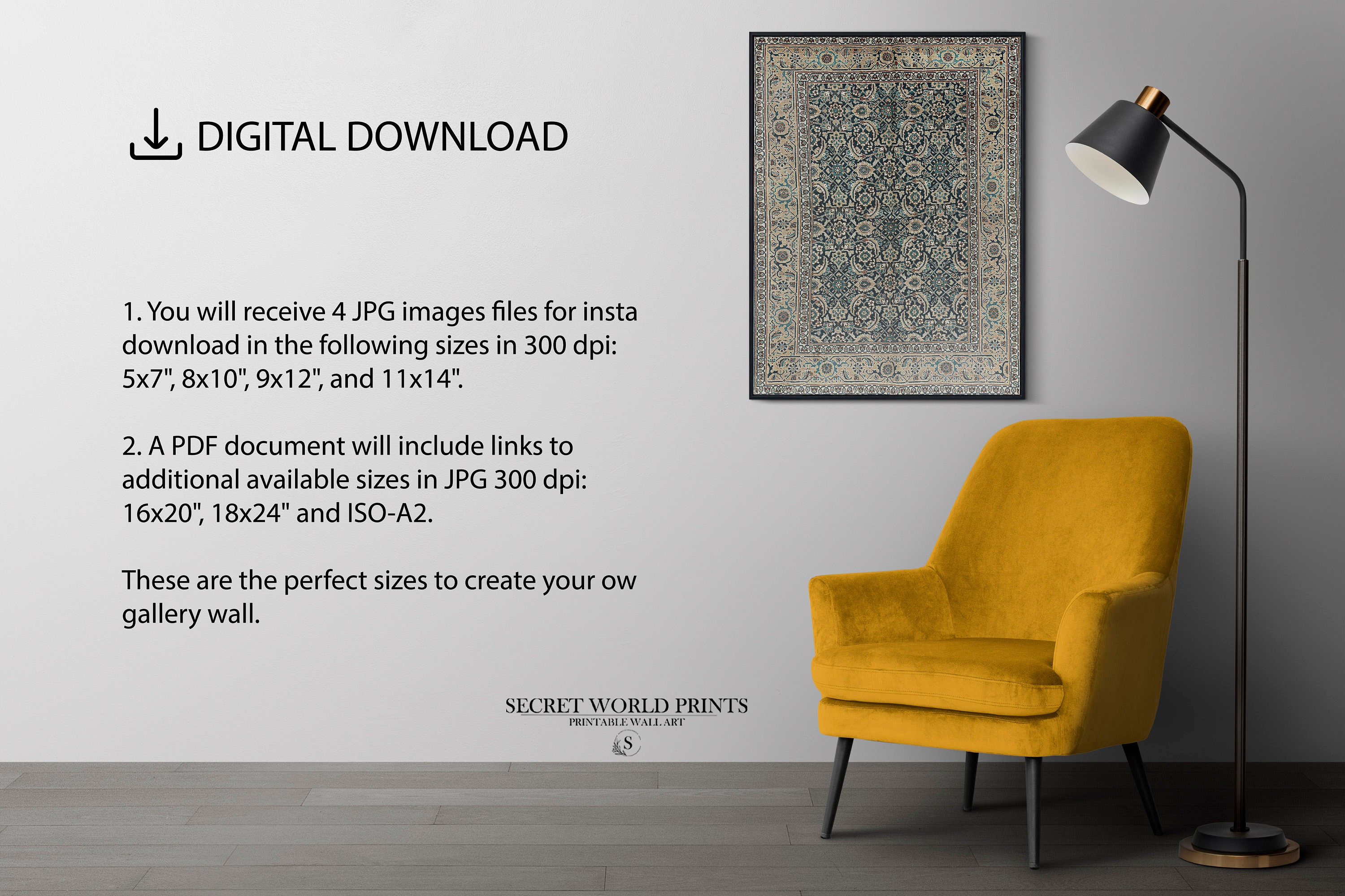 Rug Textile Pattern Wall Art Vintage Rug Printable Warm Etsy