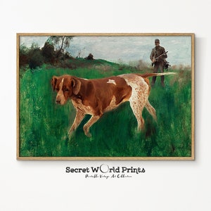 Pintura de perros vintage / Impresión de sabuesos de caza / Arte de pared de animales antiguos / Pintura de retratos de animales de granja / Descarga digital de arte imprimible