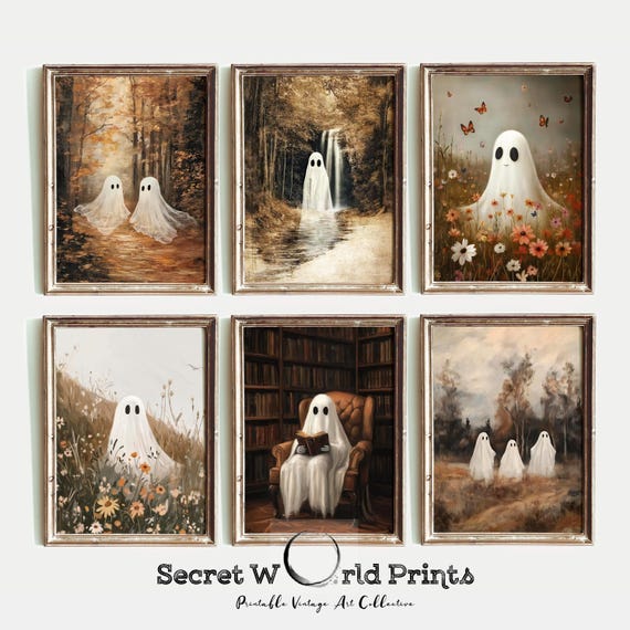 Printable Halloween Ghost Gallery Wall Art Set (Digital Download)