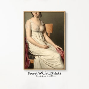 Portrait de femme vintage | Art mural peinture antique | Impression de salle de bain | Peinture à l'huile de dame victorienne | Femme en robe blanche TÉLÉCHARGEMENT NUMÉRIQUE