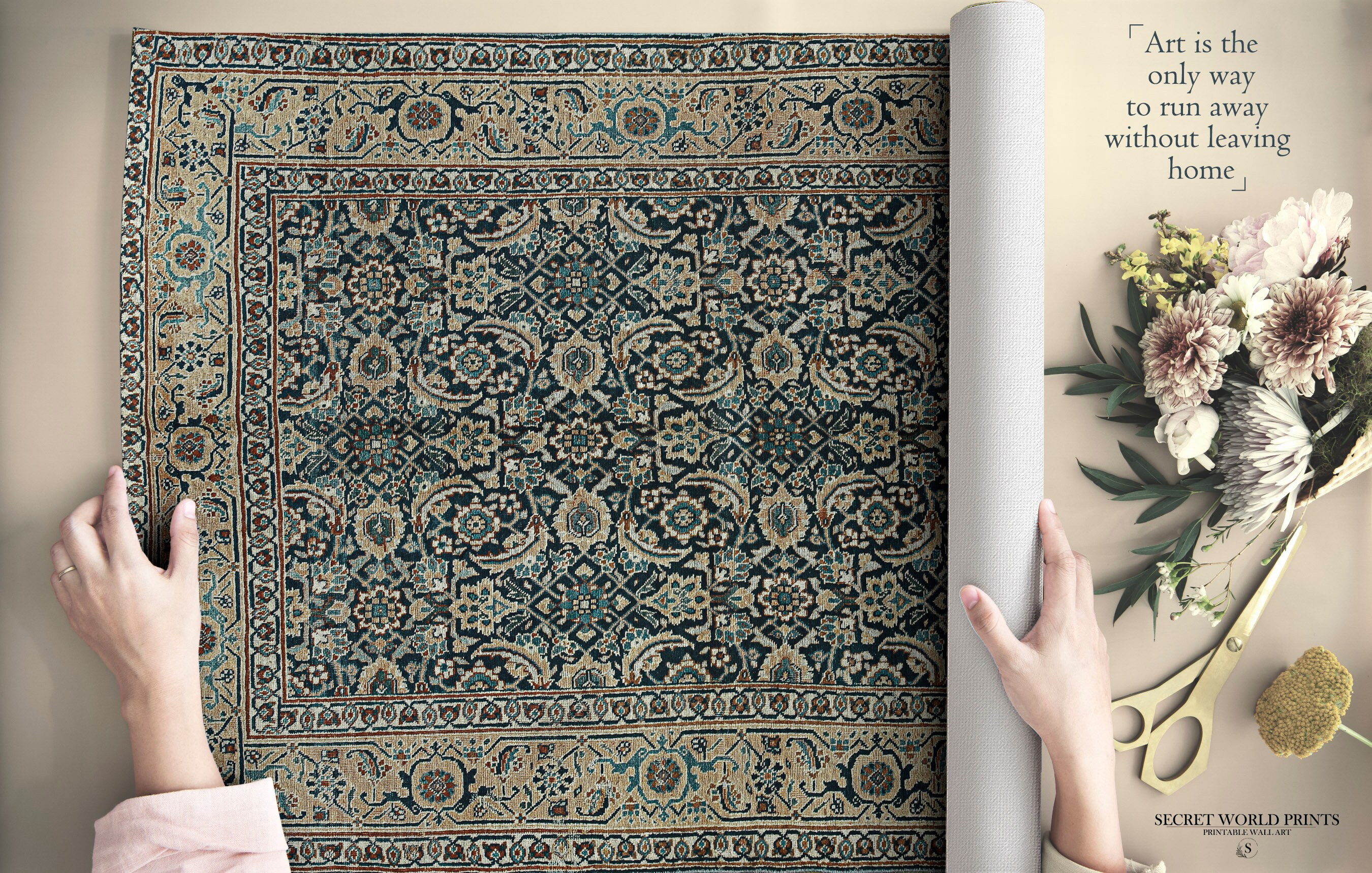 Rug Textile Pattern Wall Art Vintage Rug Printable Warm Etsy