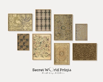 Antique Textile Pattern Prints | Eclectic Gallery Wall Art (Digital Download)