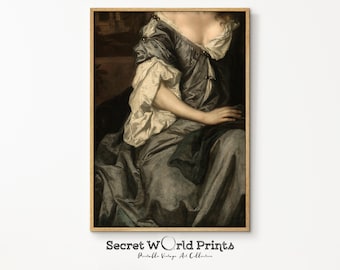 Victorian Woman Portrait Print | Moody Dark Academia Wall Art (Digital Download)