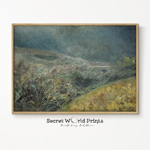 Vintage Country Landscape Print | Neutral Painting Wall Art | Moody Landscape Art Download | Printable Digital Art