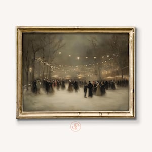 Vintage Winter Scenery Print, Snowy Landscape Painting (Digital Download)