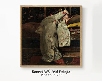 Square Antique Portrait Oil Painting | Vintage Wall Art (Digital Download)