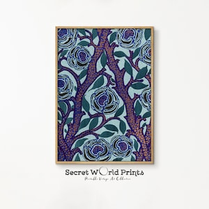 Flower pattern | Textile Wall Art | Vintage Tapestry Digital PRINTABLE | Modern Farmhouse Wall Decor | William Morris | Eclectic Art Print