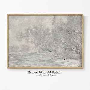 Snowy Winter Painting Printable Wall Art | Vintage Winter Landscape Print | Cottagecore Decor | Farmhouse Digital Download | WT-22