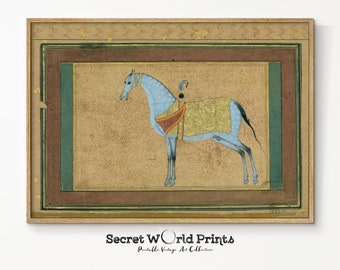 Antique Persian Horse Painting | Printable Vintage Animal Art (Digital Print)