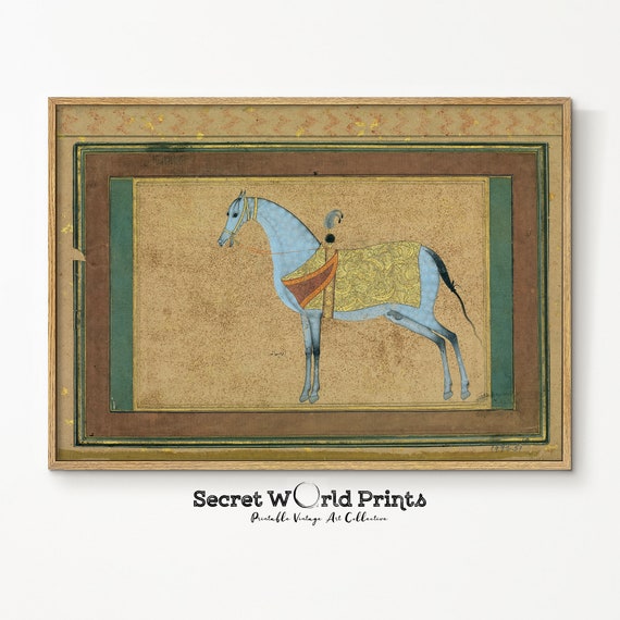 Antique Persian Horse Painting | Printable Vintage Animal Art (Digital Print)