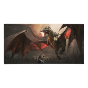 Dragon Gaming Mauspad, Würfelmatte, Ritter kämpfender Drache Schreibtischmatte, Geschenk für DMs
