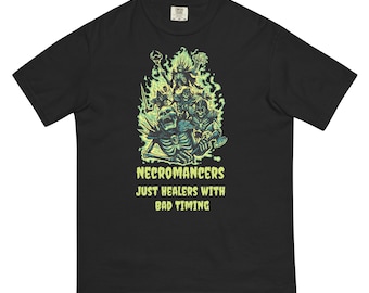 Necromancer slechte timing-uniseks zwaar T-shirt, gaming necromantie shirt, gamer shirts, boardgamer shirts, grappige tafelblad gamer geschenken, D&D T-shirt