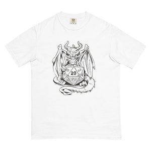 Dragon with Dice t-shirt, Dragon Roll -Epic 20 and Dragon Shirt, D&D dragon t-shirt - Dungeons and Dragons DnD Tee - DM Gift - Gamer shirt