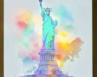 Unique Statue of Liberty Watercolor Art - Digital Print | New York Wall Decor | USA-themed Artwork