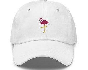 Embroidered Flamingo Dad Hat, Flamingo Embroidered Hat, Hat Embroidery, Baseball Cap, Gift for Flamingo Lover, Cute Summer Beach Hat