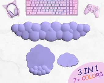 Cute Wristrest 3in1 Ergonomic Wrist Rest, 3D Kawaii Wristpad Squishy Mousepad Pink Mouse Pad Sakura Cloud keyboard wristrest Purple Decor