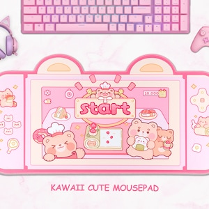 Cute Gaming Mousepad Kawaii Large Deskpad Aesthetic Anime Desk Accessories Pink Mousemat Cute Mouse Pad Girly Desk Pad Deskmat Deskpad Cute