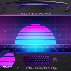 Vaporwave Mousepad RGB XXL Mousepad Gamer Mousepad Rgb XL Mousepad Retrowave Deskpad Purple Mouse Pad Rgb Large Mousepad Xxxl Mousepad Led