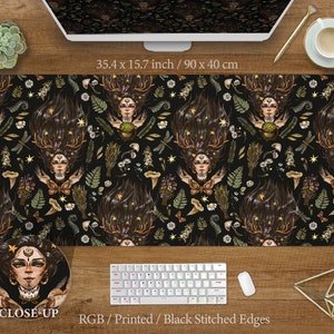 Wiccan Cottagecore Mousepad Occult Wicca Deskpad Rgb XXXL Mousemat Forest Herbs Deskmat Botanical Witch Deskmat Mouse Pad Desk Mat Nature