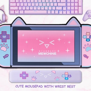 Kawaii Mauspad mit Handgelenkstütze süßes Mauspad Rosa Mausmatte Lila Mausmatte Anime Schreibtisch Accessoires Silikon Schreibtischunterlage Süße Schreibtischunterlage