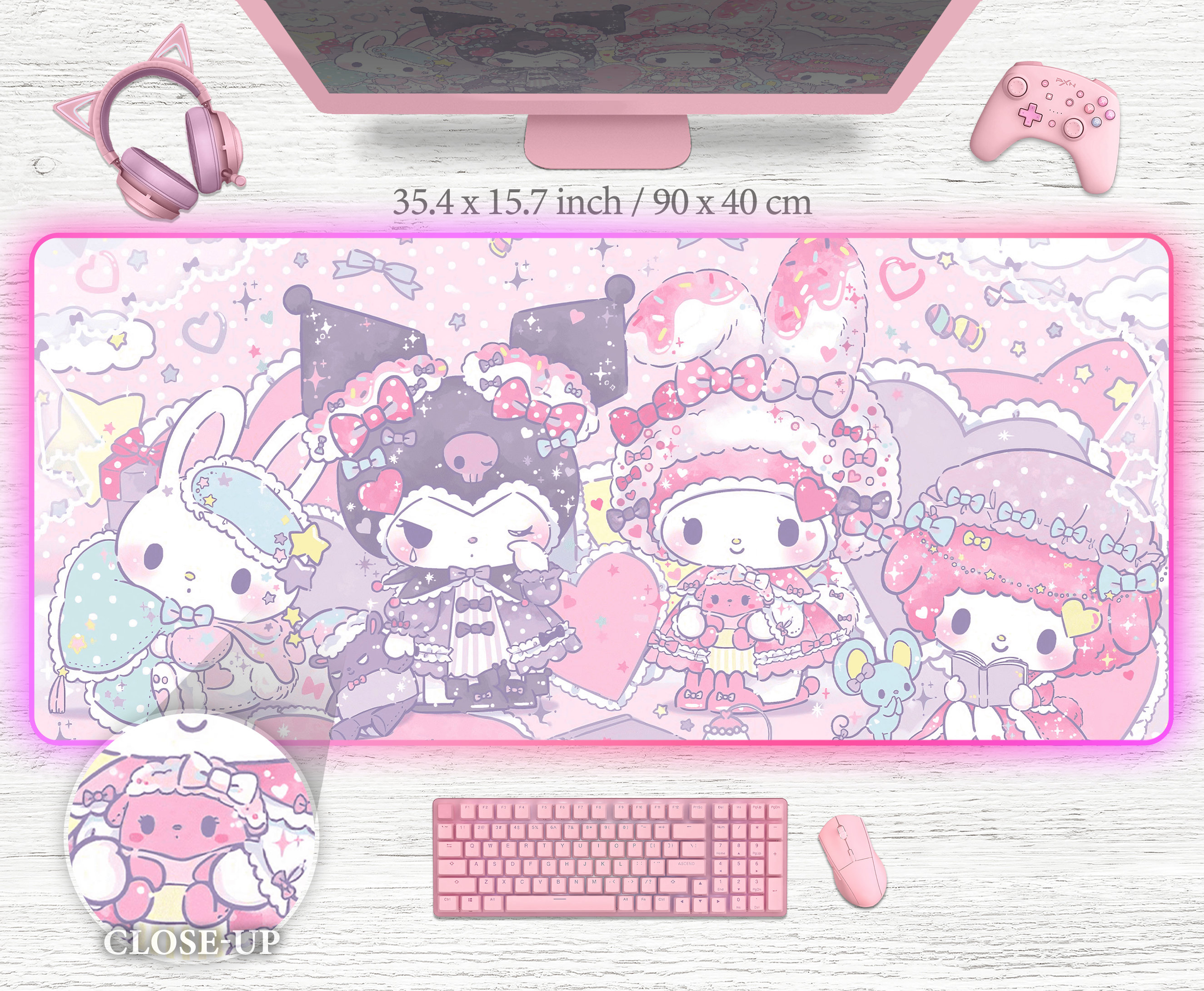 Magical Pink Rose Thin Desk Mat