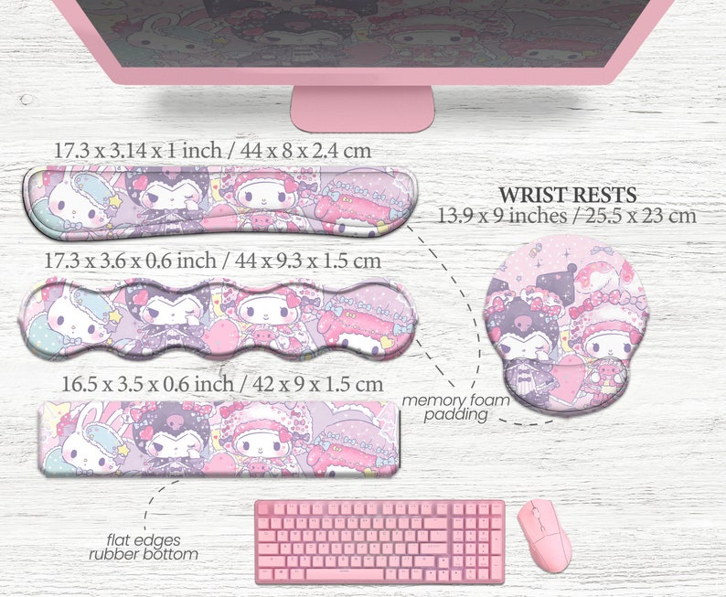 My Melody and Kuromi Deskmat Cute Pink Mousepad Anime Aesthetic Gaming