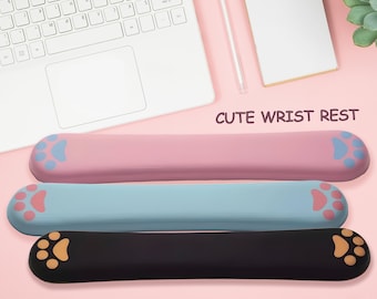 Cute Silicone Wrist Rest Pink Hand Rest Cat Paw Keyboard Deskpad Mat Mousepad Squishy Accessories Mouse Pad Cute Kawaii Desk Accessory Decor