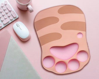 Cute Cat Paw Squishy Wrist Rest Mouse Pad Pink 3D Mousepad Dog Paw Deskpad Cute Kawaii Deskmat Decor Aesthetic Ergonomic Paws Accessory