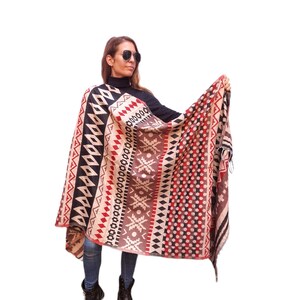 200x87 cm, Handloomed Himalayan Yak Woolen and Cotton Mix Shawl, very Warm and Durable, Beige Colour & Tribal Design, Handmade in Nepal