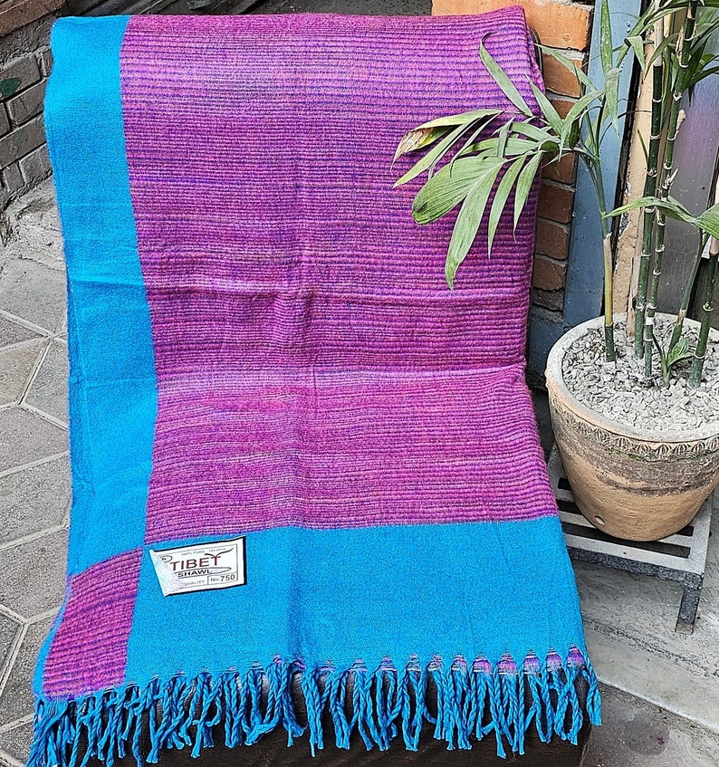 250x120 cm, Traditionelle tibetische YAK WOLLDECKEN, unglaublich warm und weich, in vielen Farben handgewebt, handgefertigt in Tibet in der Himalaya-Region Bild 8